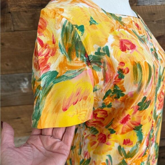 KC Spencer VNTG shift dress vivid abstact floral roses and poppies fully lined - Picture 4 of 7